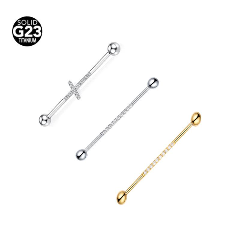 G23 Titanium Zircon Stud Barbell with Inlaid Zircon for Ear Cartilage Piercing Jewelry 1.6*34mm
G23 Titanium Zircon Stud Barbell with Inlaid Zircon for Ear Cartilage Piercing Jewelry 1.6*34mm