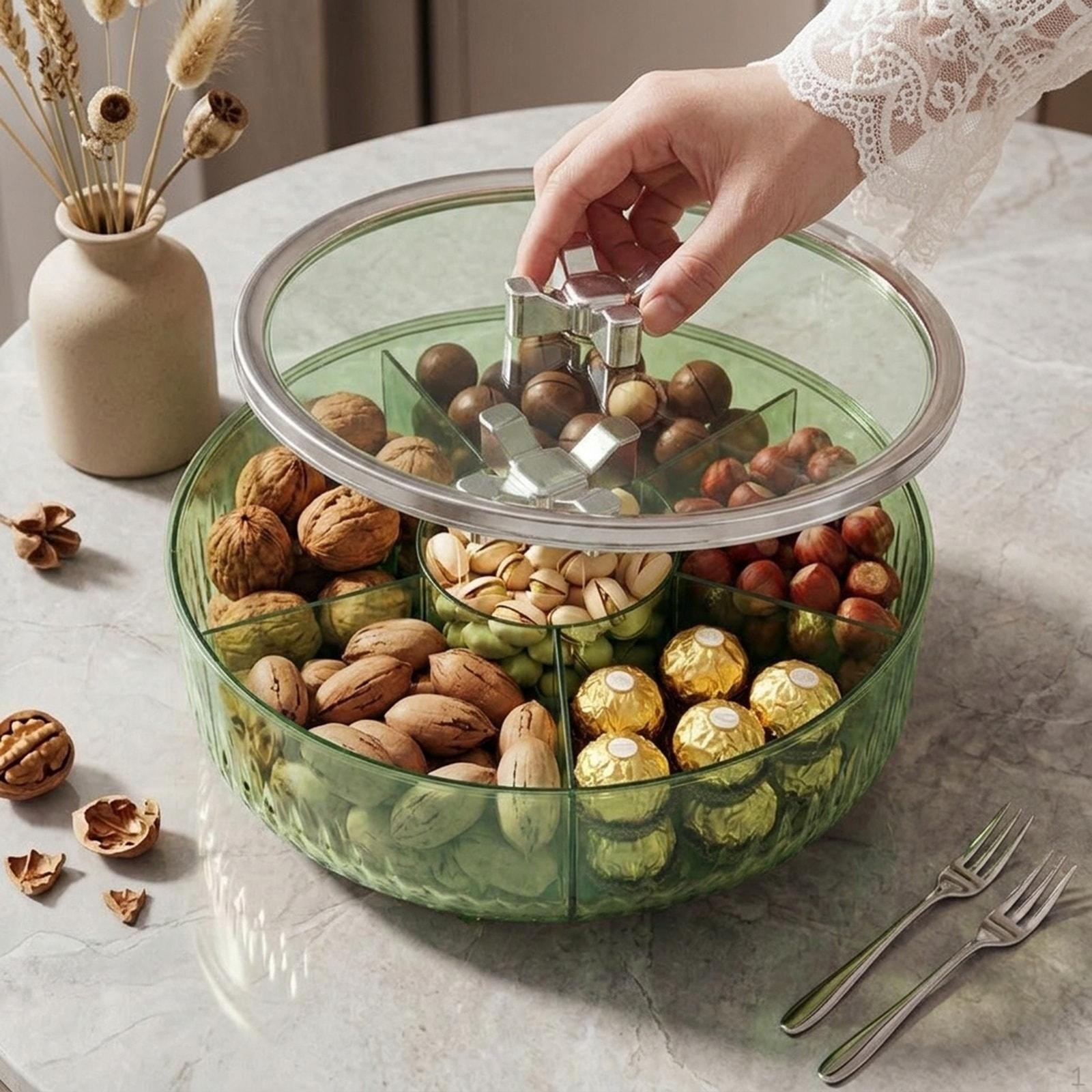 5-compartment Divided Serving Tray, Portable, with Lid, Dustproof, for Biscuits And Vegetables. зелений
5-compartment Divided Serving Tray, Portable, with Lid, Dustproof, for Biscuits And Vegetables. зелений