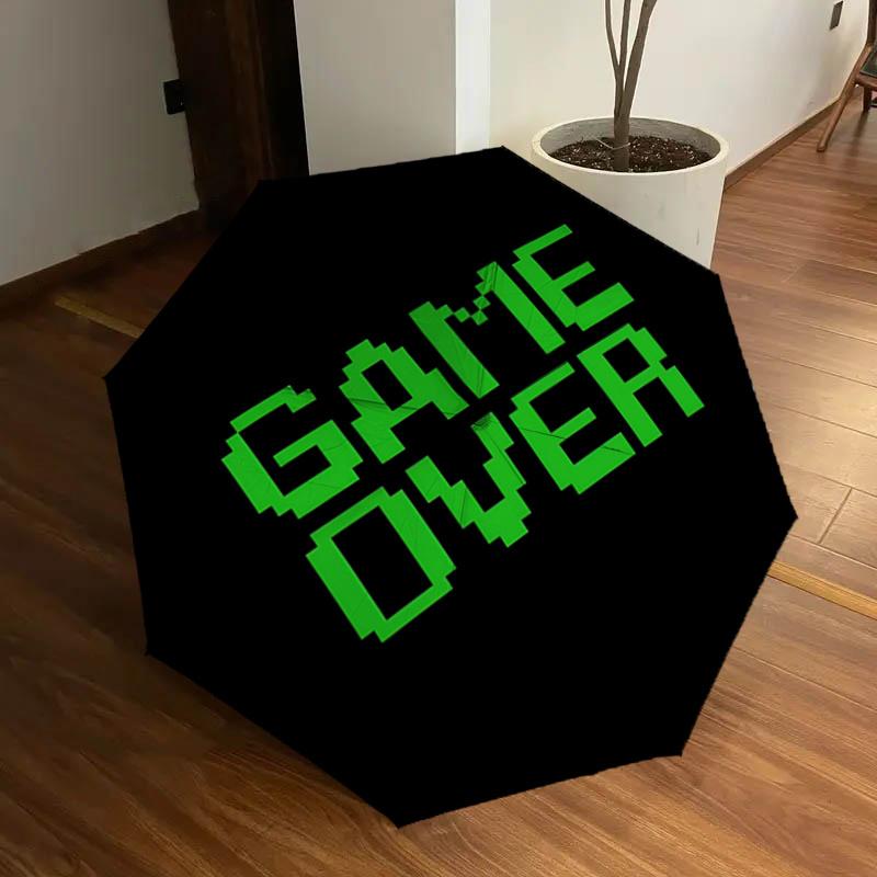 Game Over Pixel Art Design Automatic Opening Folding Umbrella with 8-Bone Iron Frame - Portable and Durable for Travelers, Fans, and Everyda
Game Over Pixel Art Design Automatic Opening Folding Umbrella with 8-Bone Iron Frame - Portable and Durable for Travelers, Fans, and Everyda
