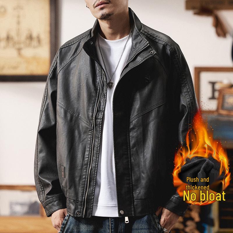 American Style Velvet Leather Men s Stand Collar Jacket: Loose, Casual, Retro, Plus Size Outerwear for Autumn/Winter. 2XL (165-180 jin)
American Style Velvet Leather Men s Stand Collar Jacket: Loose, Casual, Retro, Plus Size Outerwear for Autumn/Winter. 2XL (165-180 jin)