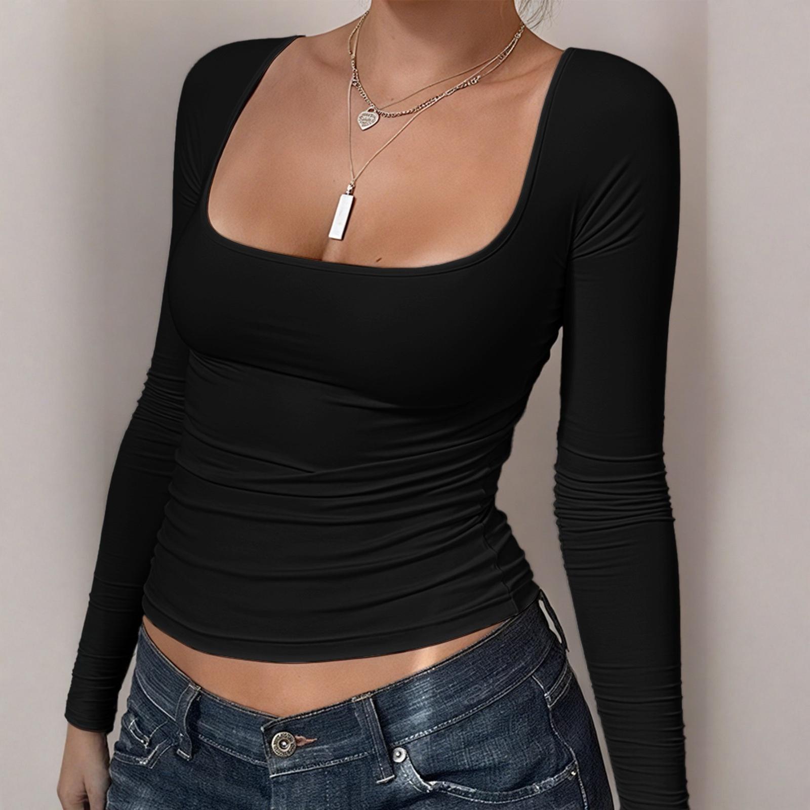 Ladies Casual And Fashionable Solid Color Long Sleeved Base Shirt With U-shaped Collar Top L
Ladies Casual And Fashionable Solid Color Long Sleeved Base Shirt With U-shaped Collar Top L