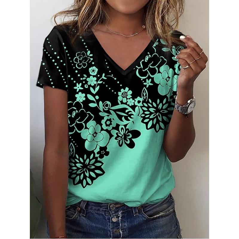 Women s printed V-neck T-shirt casual short sleeved top 5XL
Women s printed V-neck T-shirt casual short sleeved top 5XL