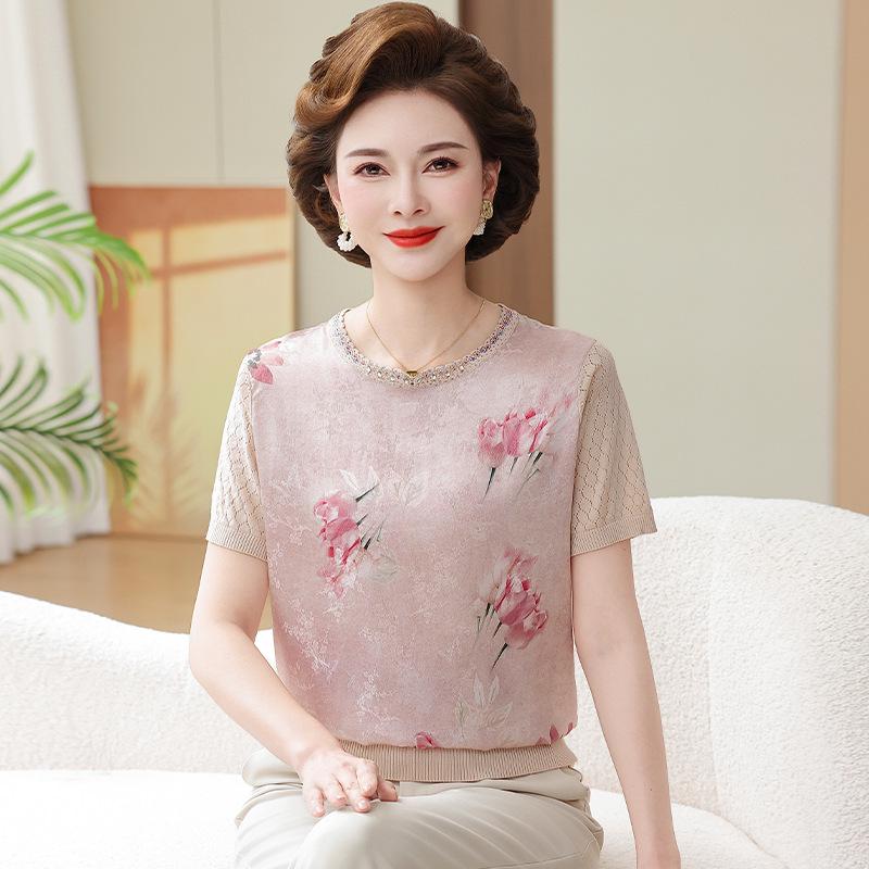 Mom s Summer Knit Ice Silk Blouse - 2026 Fashion for Middle-Aged & Elderly Women, Stylish Mulberry Silk T-Shirt XL (Recommended 100-110 jin)
Mom s Summer Knit Ice Silk Blouse - 2026 Fashion for Middle-Aged & Elderly Women, Stylish Mulberry Silk T-Shirt XL (Recommended 100-110 jin)