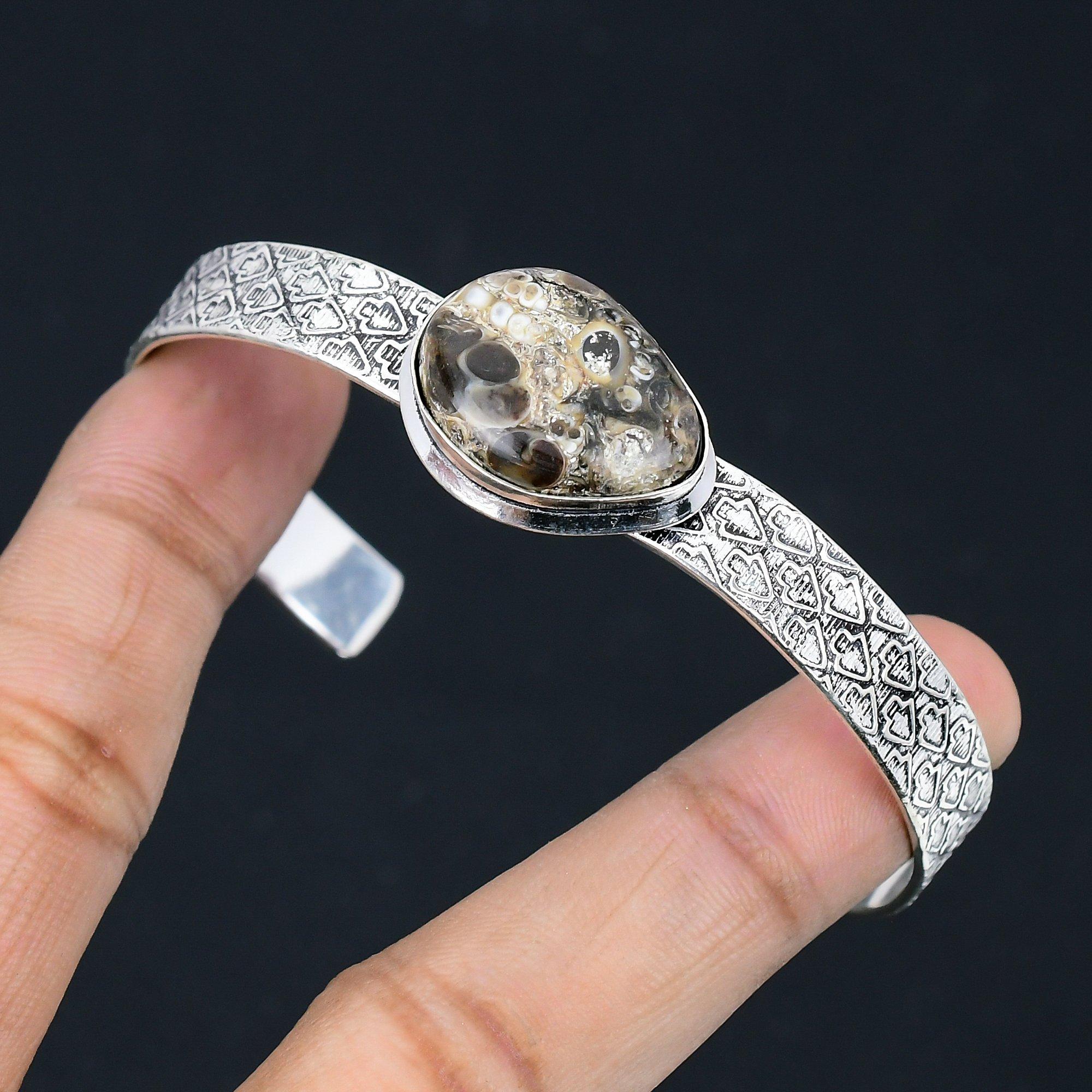 Easter Deal 925 Silver Turritella Agate Gemstone Anniversary Daughter New Bangle Adjustable
Easter Deal 925 Silver Turritella Agate Gemstone Anniversary Daughter New Bangle Adjustable