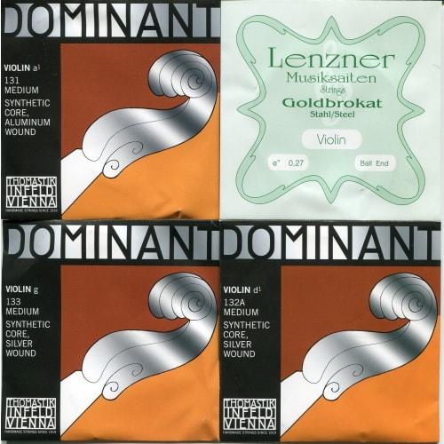 ADsilG Dominant Violin String Set, E String Gold Brocut 0.27 Ball (D String Silver), Rich Original Set Packaging (0.27B)
ADsilG Dominant Violin String Set, E String Gold Brocut 0.27 Ball (D String Silver), Rich Original Set Packaging (0.27B)