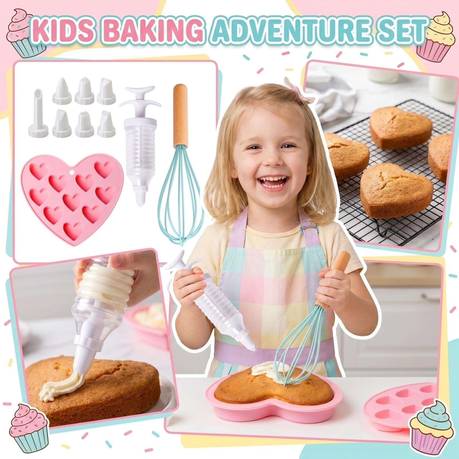 Children Baking Set Manual Whisk Cream Dispenser Piping Nozzles Heart Silicone Mold Cake Decorating Tools One Size
Children Baking Set Manual Whisk Cream Dispenser Piping Nozzles Heart Silicone Mold Cake Decorating Tools One Size