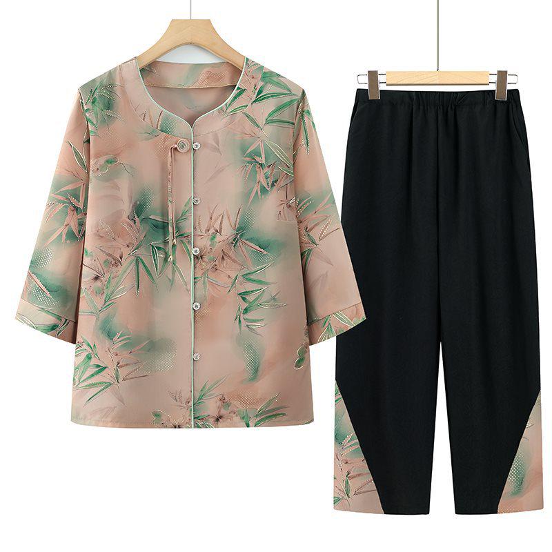 Grandma Style Summer Women s Bamboo Leaf Print Shirt & Casual Pants Set XL 80-100 lbs
Grandma Style Summer Women s Bamboo Leaf Print Shirt & Casual Pants Set XL 80-100 lbs