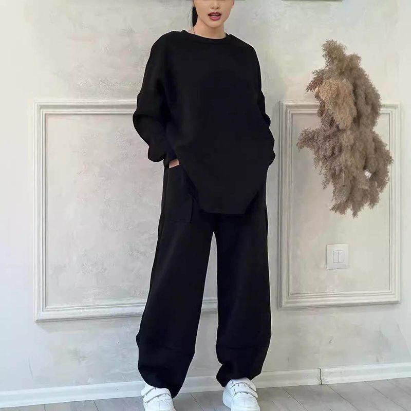 Solid Color Crew Neck Long Sleeve Pocket Sportswear Set Gray M
Solid Color Crew Neck Long Sleeve Pocket Sportswear Set Gray M