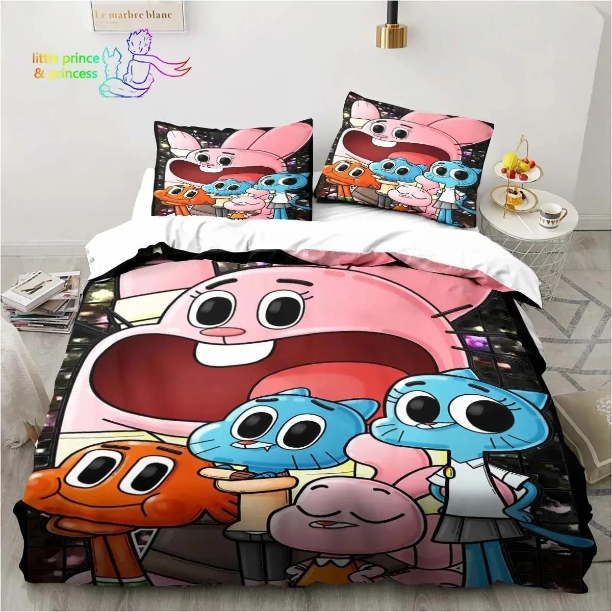 Удивительный мир Gumball 3D печатный комплект постельного белья односпальная кровать двуспальная кровать размера «king-size» для взрослых и детей спальня постельное белье подарок AU King 240x210cm