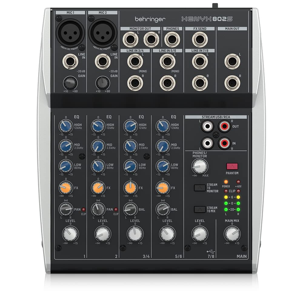 Аналоговый микшер Behringer 8 входов, 2 шины, микшер с USB-интерфейсом потокового аудио XENYX 802S
Аналоговый микшер Behringer 8 входов, 2 шины, микшер с USB-интерфейсом потокового аудио XENYX 802S