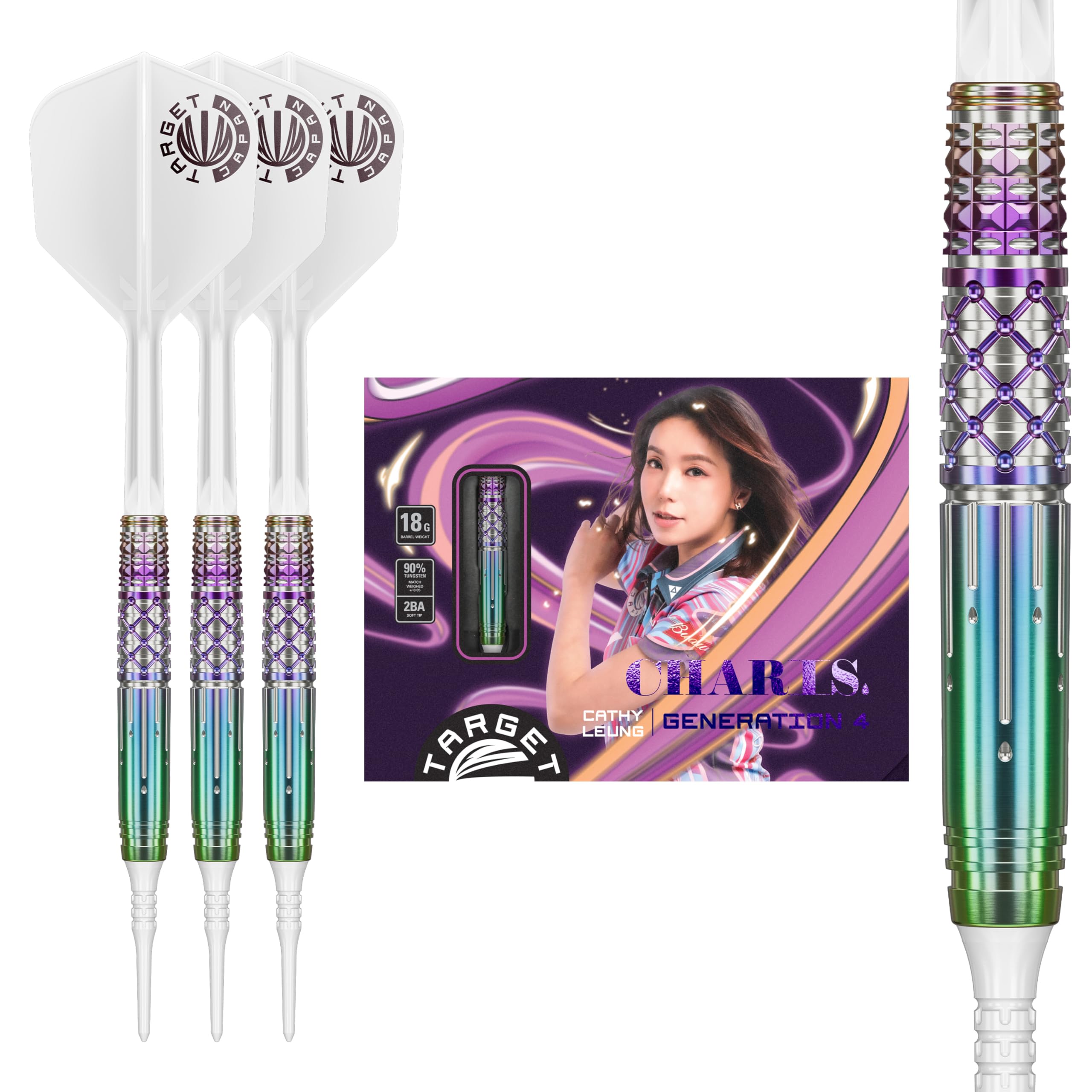 TARGET CATHY LEUNG CHARIS GEN-4 90% Tungsten 18g Soft Tip Darts
TARGET CATHY LEUNG CHARIS GEN-4 90% Tungsten 18g Soft Tip Darts