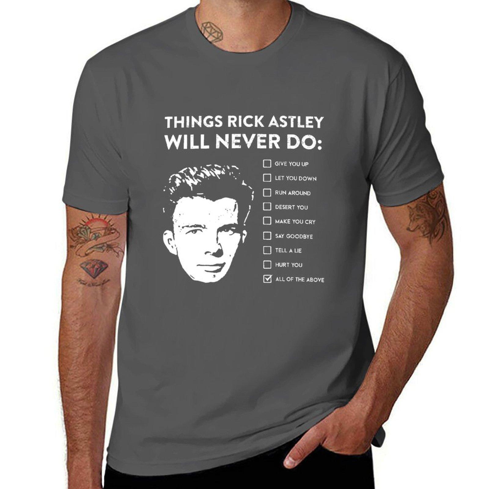 Things Rick Astley Will Never Do T-Shirt funnys aesthetic clothes tops mens cotton t shirts S
Things Rick Astley Will Never Do T-Shirt funnys aesthetic clothes tops mens cotton t shirts S