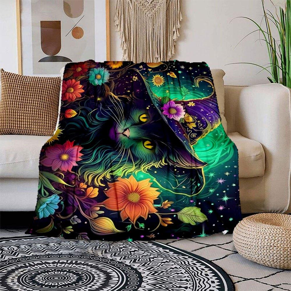 Colorful Cat with Flowers Wall Art Print Poster DecorBlanket Flannel Throw Blanket for Sofa, Bed, Travel, Camping, Office, Couch, Chair, And 150x180cm
Colorful Cat with Flowers Wall Art Print Poster DecorBlanket Flannel Throw Blanket for Sofa, Bed, Travel, Camping, Office, Couch, Chair, And 150x180cm