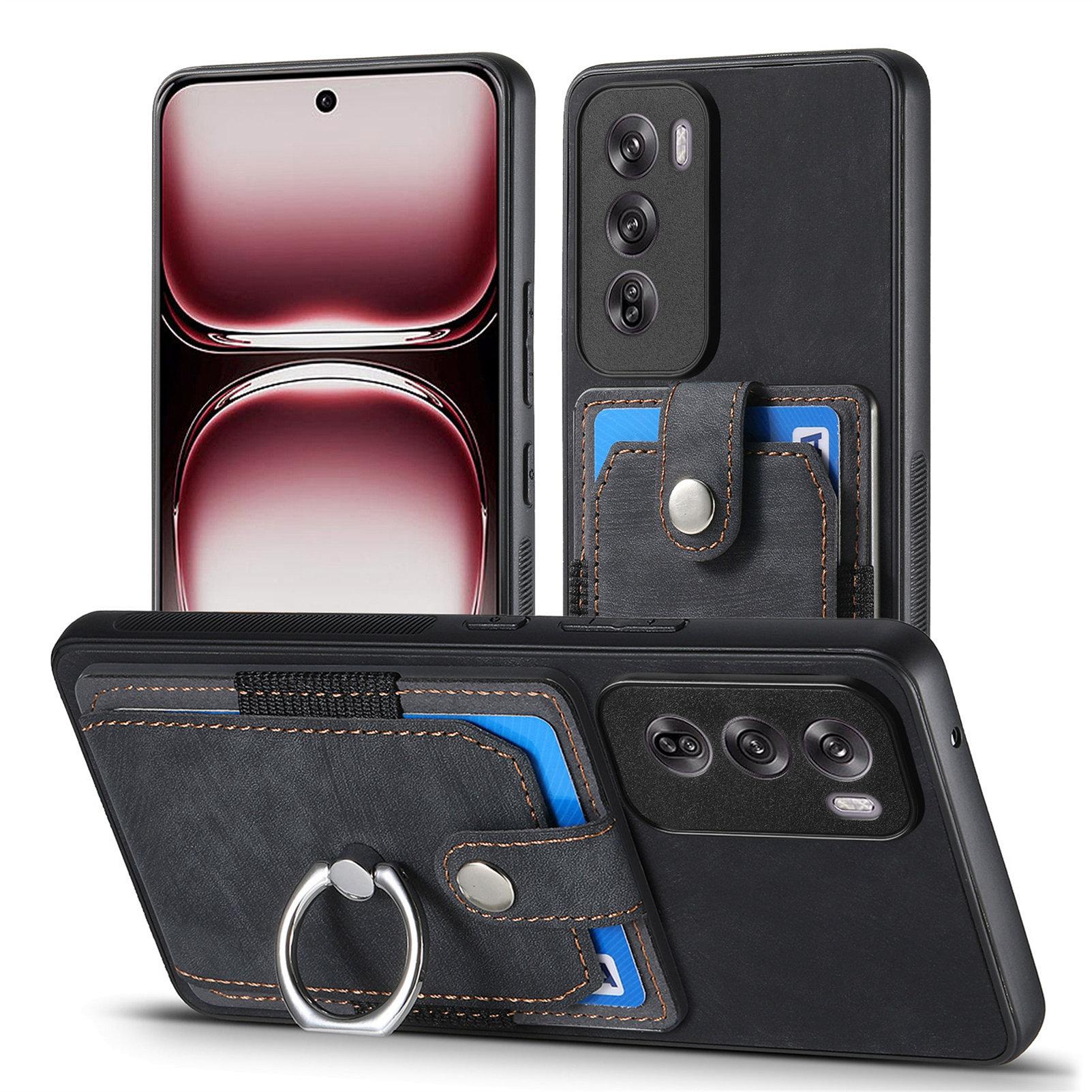 D2 for Oppo Reno12 5G (Global) Retro Case Ring Holder Kickstand Leather+TPU Non-Slip Protective Cover Card Slots Black
D2 for Oppo Reno12 5G (Global) Retro Case Ring Holder Kickstand Leather+TPU Non-Slip Protective Cover Card Slots Black