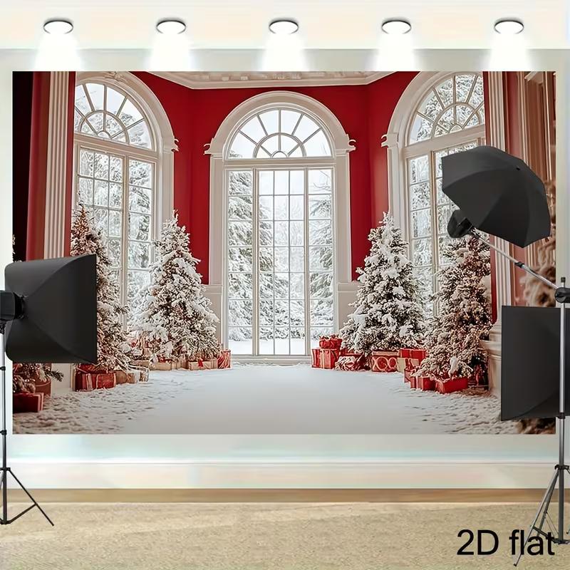 2D Elegant Christmas Window Backdrop, Red Wall Arched Windows with Snowy Trees & Gifts Background Cloth 47.2x31.5inch/120*80cm
2D Elegant Christmas Window Backdrop, Red Wall Arched Windows with Snowy Trees & Gifts Background Cloth 47.2x31.5inch/120*80cm