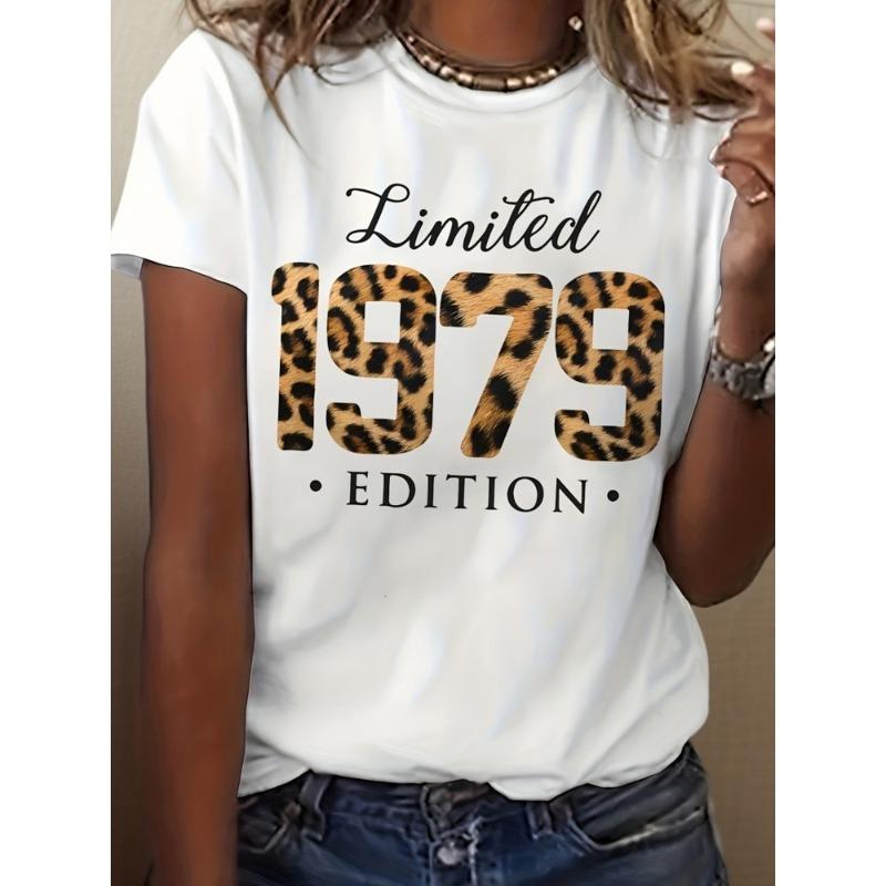 Women 1979 Retro Leopard Print Letter TShirt Round Neck Short Sleeve Top Gold Accent Casual Leopard Print Shirt Everyday Comfort 4XL
Women 1979 Retro Leopard Print Letter TShirt Round Neck Short Sleeve Top Gold Accent Casual Leopard Print Shirt Everyday Comfort 4XL