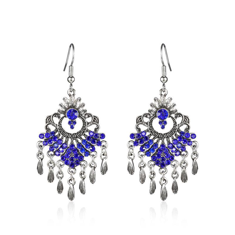 Vintage Fan-Shaped Rhinestone Ethnic Drop Earrings for Women Elegant Silver Color Metal Tassel Earring Vacation Daily Jewelry королівський синій колір
Vintage Fan-Shaped Rhinestone Ethnic Drop Earrings for Women Elegant Silver Color Metal Tassel Earring Vacation Daily Jewelry королівський синій колір