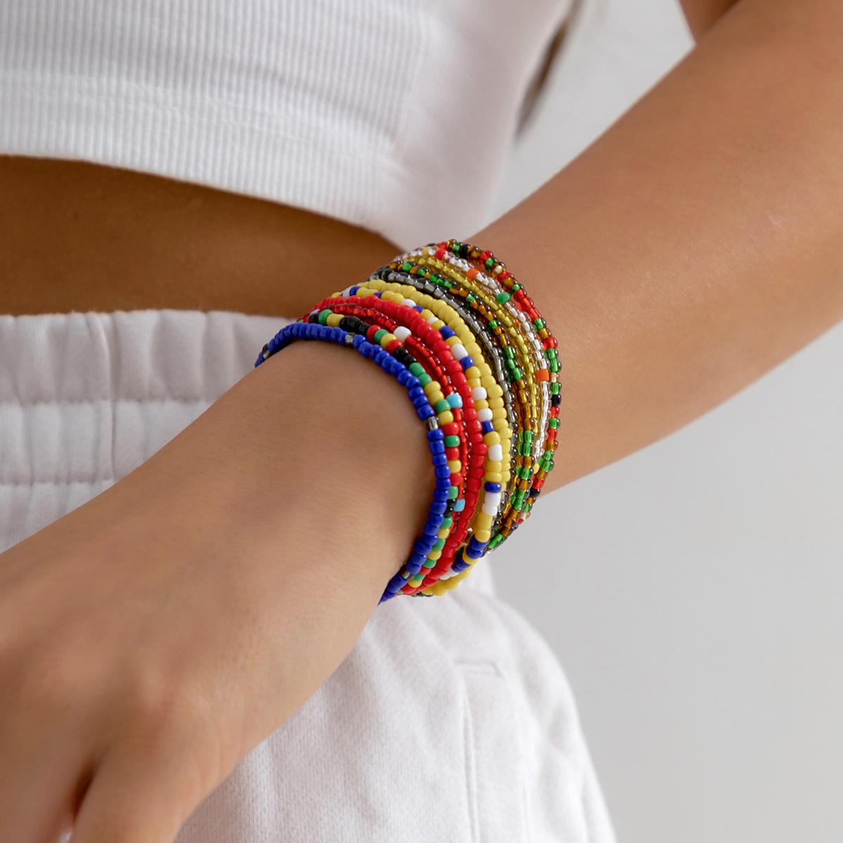 Accessories, stacked colored beaded jewelry, mixed and matched bohemian rice bead set bracelet women
Accessories, stacked colored beaded jewelry, mixed and matched bohemian rice bead set bracelet women