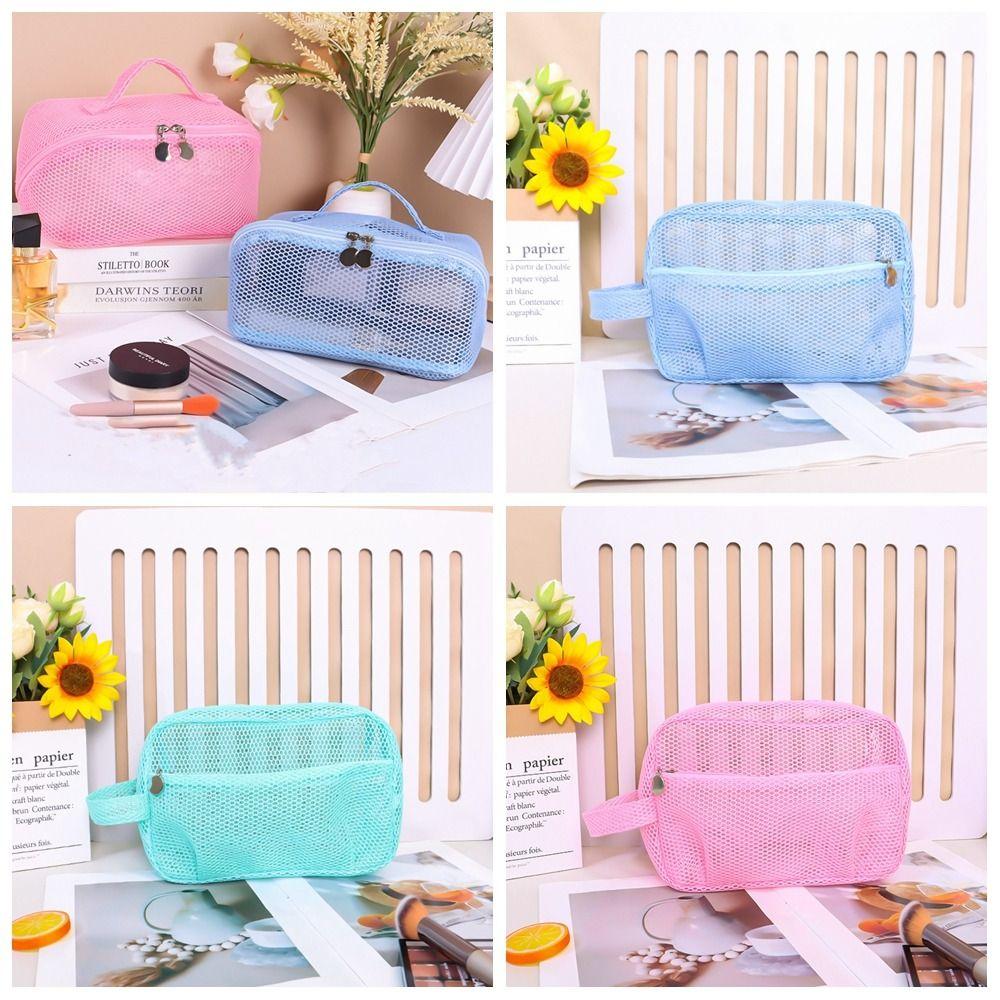 Square Transparent Mesh Cosmetic Bag Portable Travel Wash Bag Casual Mesh Makeup Bag Bathroom Style2-Pink
Square Transparent Mesh Cosmetic Bag Portable Travel Wash Bag Casual Mesh Makeup Bag Bathroom Style2-Pink