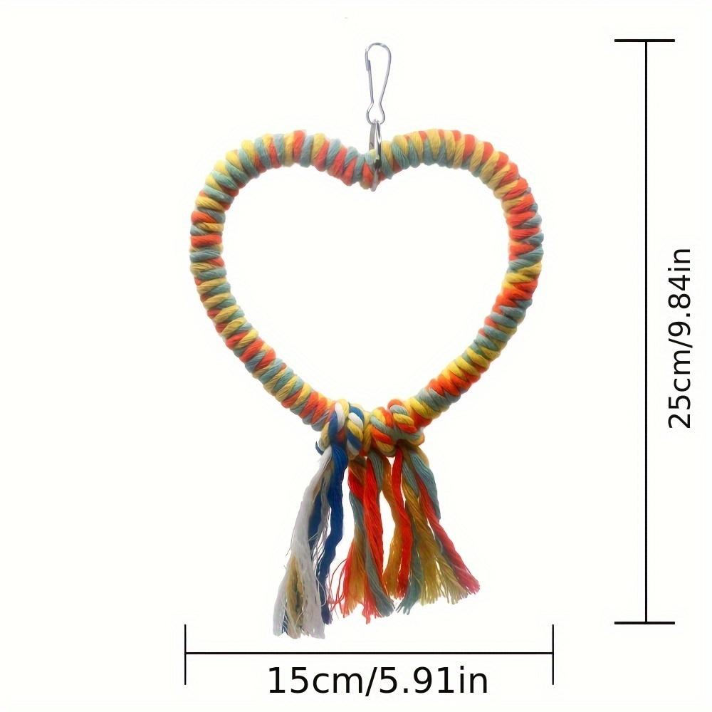 Heart-shaped Rope Swing, Colorful Bird Toy, Parrot Perch and Climbing Stand for Beak Trimming W15cm
Heart-shaped Rope Swing, Colorful Bird Toy, Parrot Perch and Climbing Stand for Beak Trimming W15cm