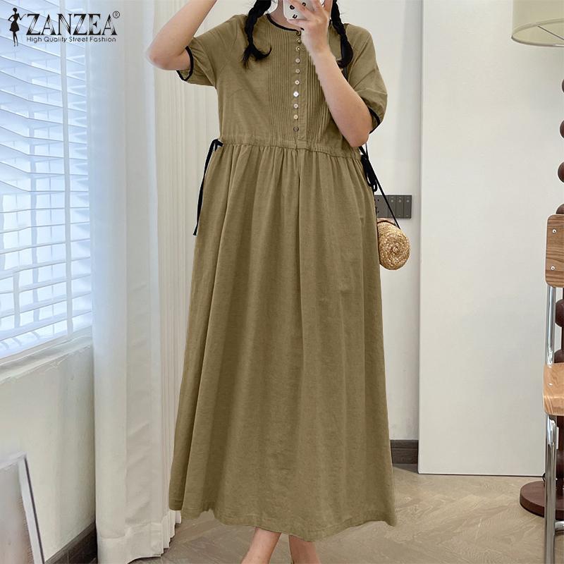 ZANZEA Women Casual Round Neck Short Sleeve Loose Drawstring Long Dress 5XL хакі
ZANZEA Women Casual Round Neck Short Sleeve Loose Drawstring Long Dress 5XL хакі