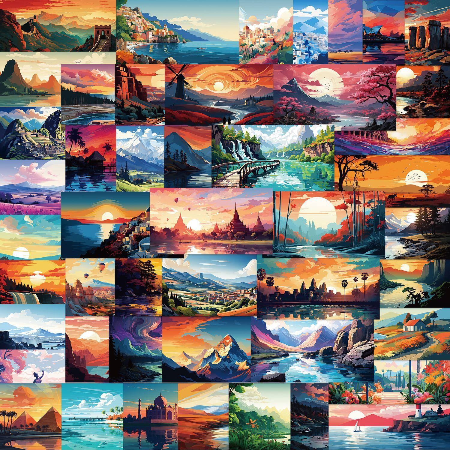 50 Landscape Illustrations Graffiti Stickers Guitar Notebook Suitcase DIY Waterproof Stickers Hot Stickers
50 Landscape Illustrations Graffiti Stickers Guitar Notebook Suitcase DIY Waterproof Stickers Hot Stickers