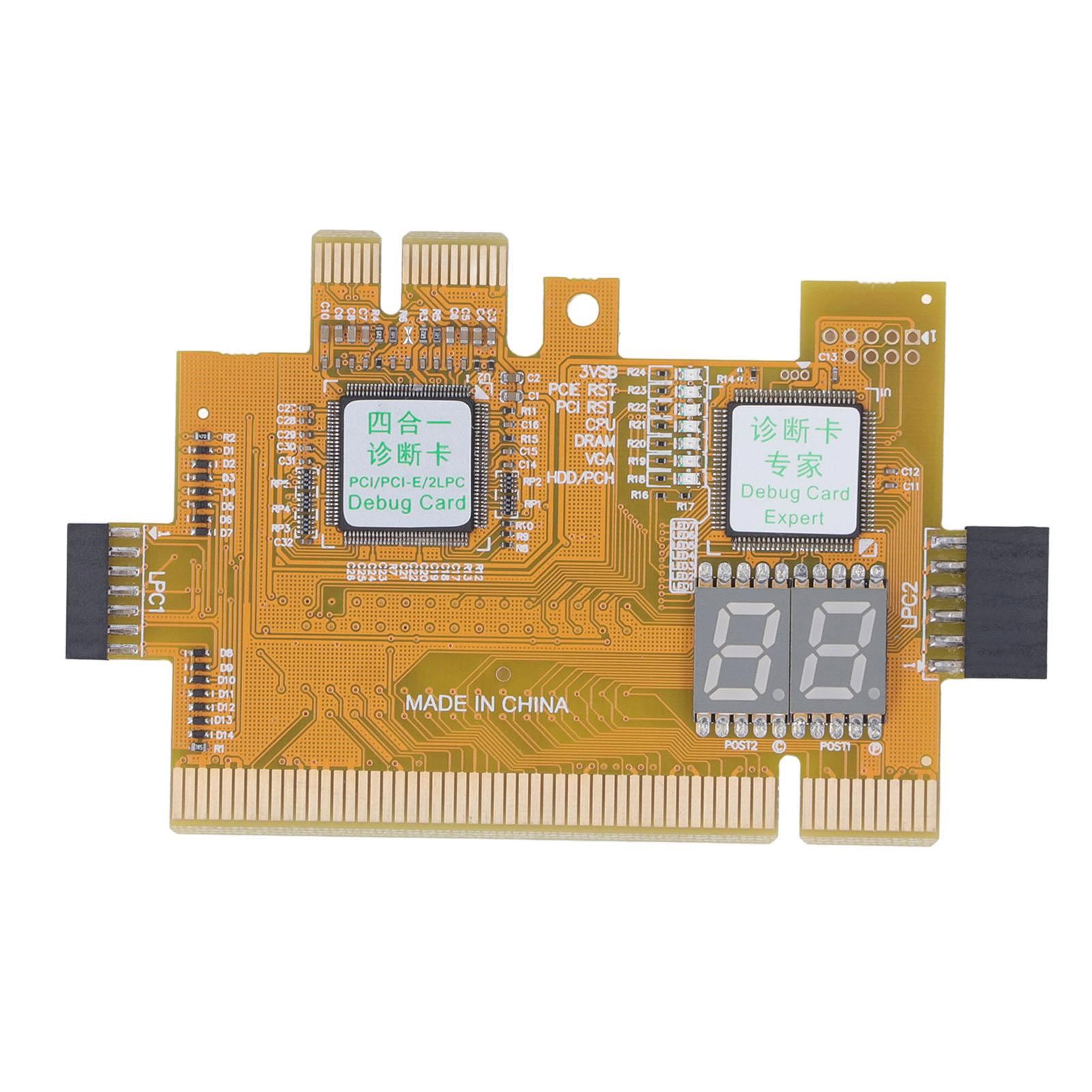 Діагностична карта для настільних комп ютерів PCIE, тестувальна карта материнських плат 4 в 1, багатофункціональний аналізатор PCI 2LPC
Діагностична карта для настільних комп ютерів PCIE, тестувальна карта материнських плат 4 в 1, багатофункціональний аналізатор PCI 2LPC