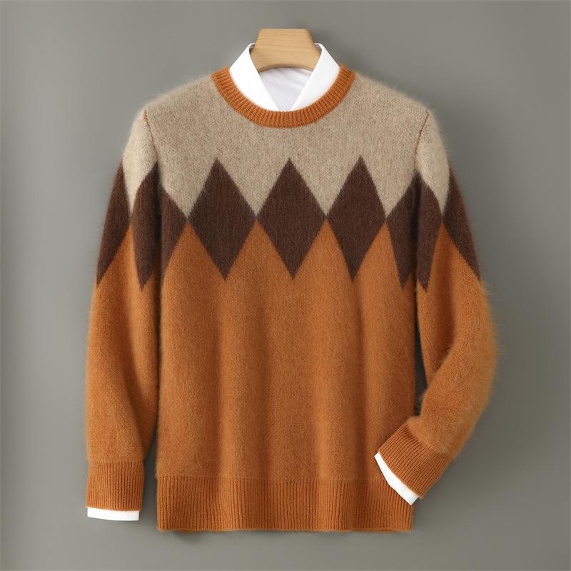 Men s Wool Sweater: Thick Color Block Round Neck for Autumn & Winter - Fashionable, Simple, Loose Knit Base Layer L (120-140 jin)
Men s Wool Sweater: Thick Color Block Round Neck for Autumn & Winter - Fashionable, Simple, Loose Knit Base Layer L (120-140 jin)