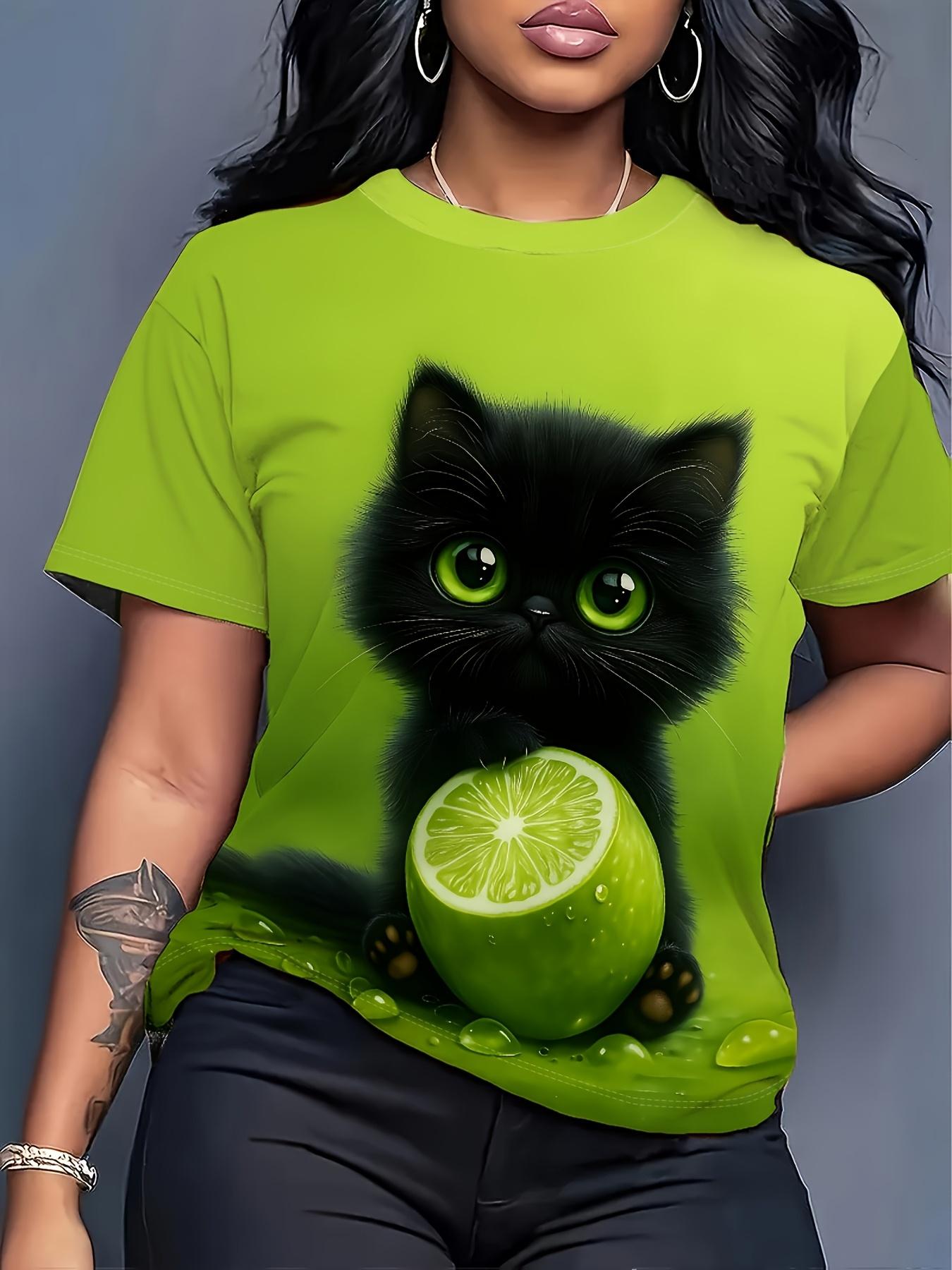 Fluorescent Green And Black Cat Holding a Lime Print Short-Sleeve T-Shirt for Women. Cute Pet Cartoon Fruit Pattern Round-Neck Top. Eye-Catching Color XL дубильна кора
Fluorescent Green And Black Cat Holding a Lime Print Short-Sleeve T-Shirt for Women. Cute Pet Cartoon Fruit Pattern Round-Neck Top. Eye-Catching Color XL дубильна кора