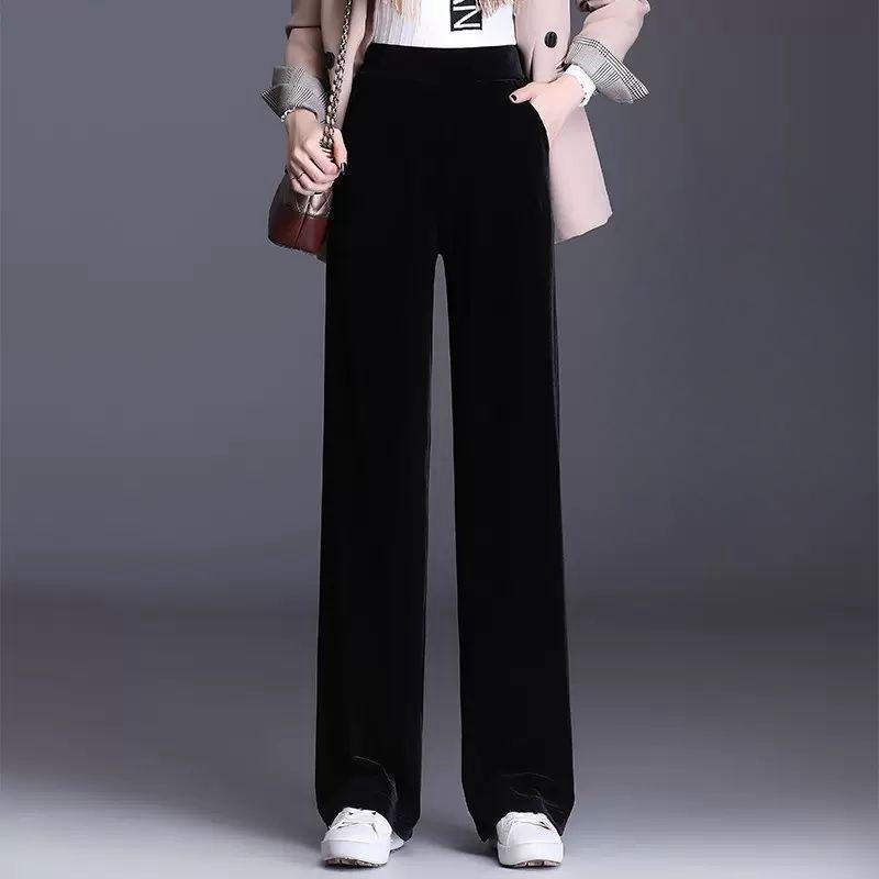 Золотистые бархатные широкие брюки весна-осень с высокой талией, свободные повседневные брюки синего цвета, прямые женские брюки L чёрный
Золотистые бархатные широкие брюки весна-осень с высокой талией, свободные повседневные брюки синего цвета, прямые женские брюки L чёрный