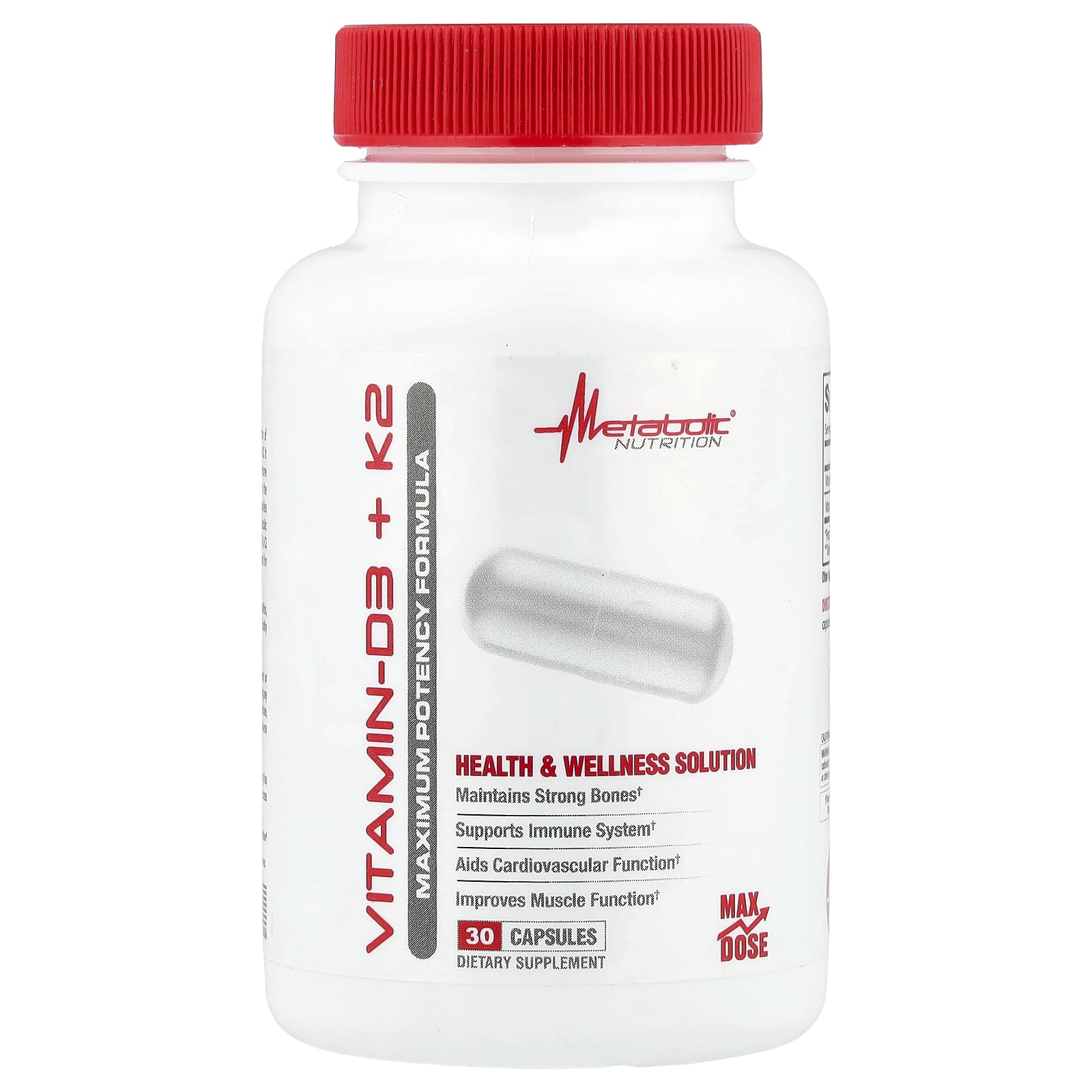 Metabolic Nutrition, Vitamin D3 + K2, 30 Capsules
Metabolic Nutrition, Vitamin D3 + K2, 30 Capsules