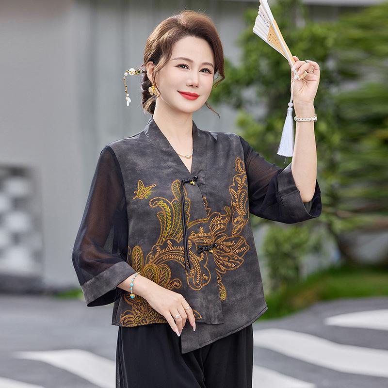 2026 Summer Slim-Fit Chiffon Blouse for Middle-Aged and Elderly Women - Chinese National Style 4XL (135-150 jin)
2026 Summer Slim-Fit Chiffon Blouse for Middle-Aged and Elderly Women - Chinese National Style 4XL (135-150 jin)