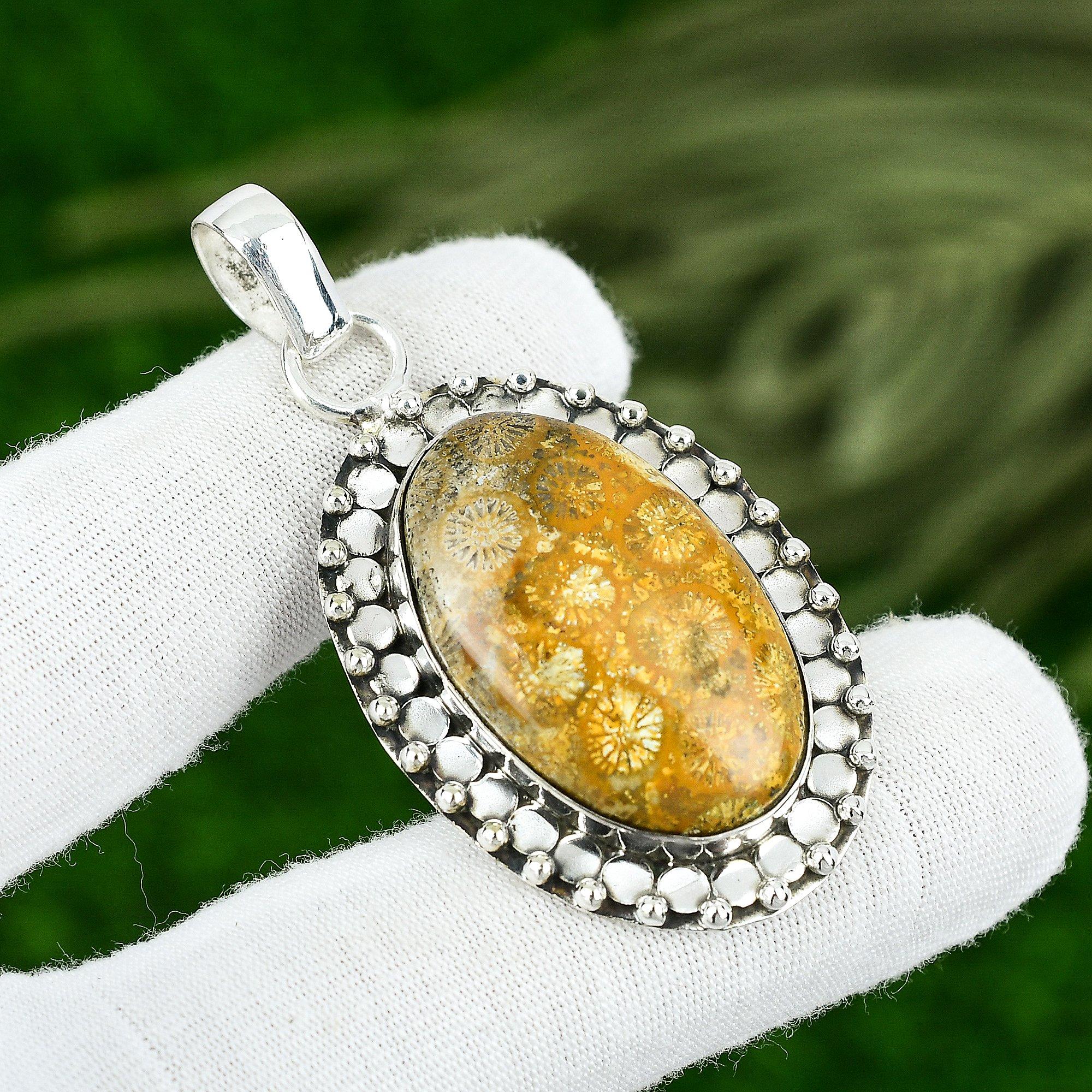 Root Chakra Natural Fossil Coral Sterling Silver Anniversary Wife Bezel Pendant
Root Chakra Natural Fossil Coral Sterling Silver Anniversary Wife Bezel Pendant