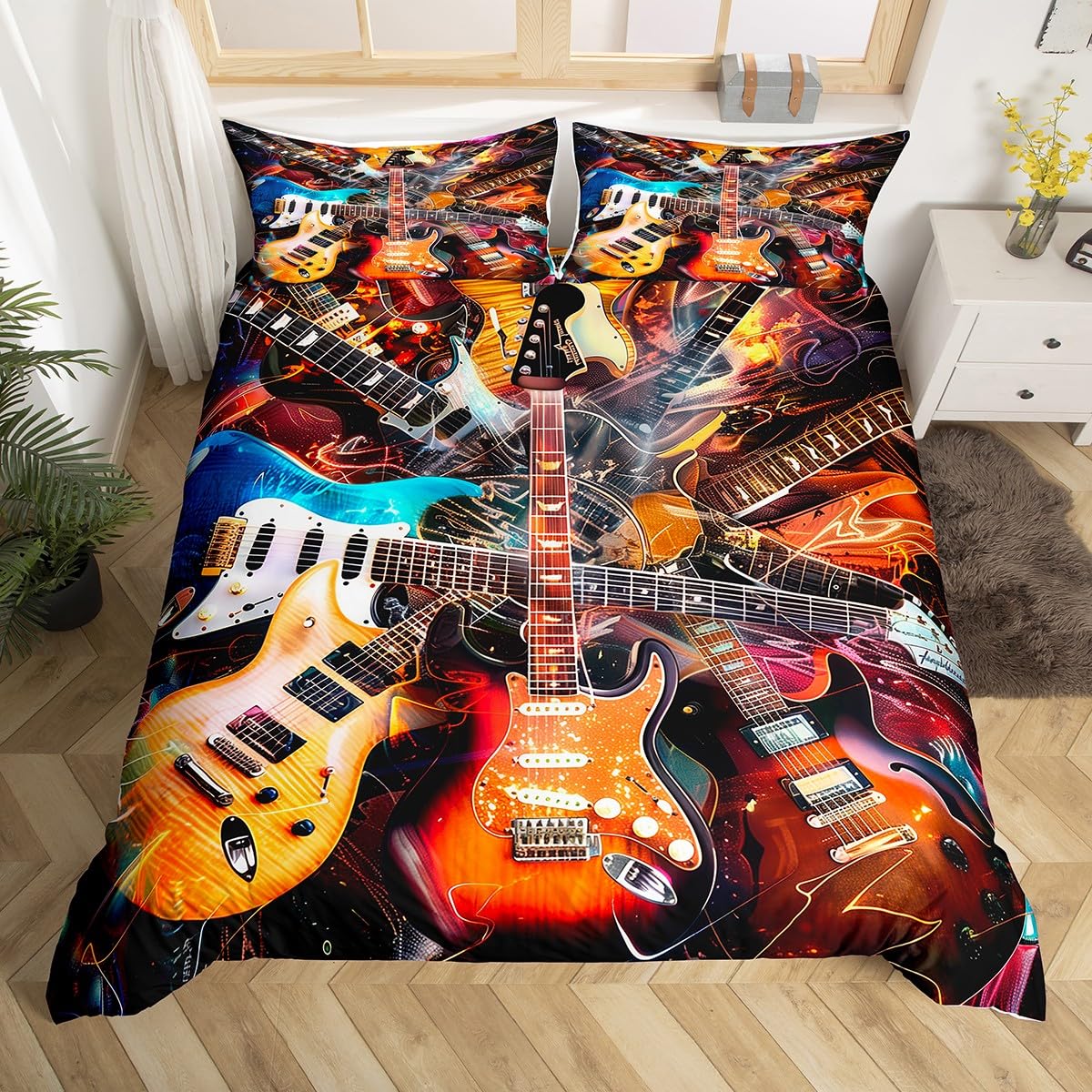 Пододеяльник с гитарами Full Queen Тропический цветущий цветочный комплект постельного белья для детей Любителя музыки Музыкальный чехол на одеяло с 2 наволочками AU Single(140x210cm)
Пододеяльник с гитарами Full Queen Тропический цветущий цветочный комплект постельного белья для детей Любителя музыки Музыкальный чехол на одеяло с 2 наволочками AU Single(140x210cm)