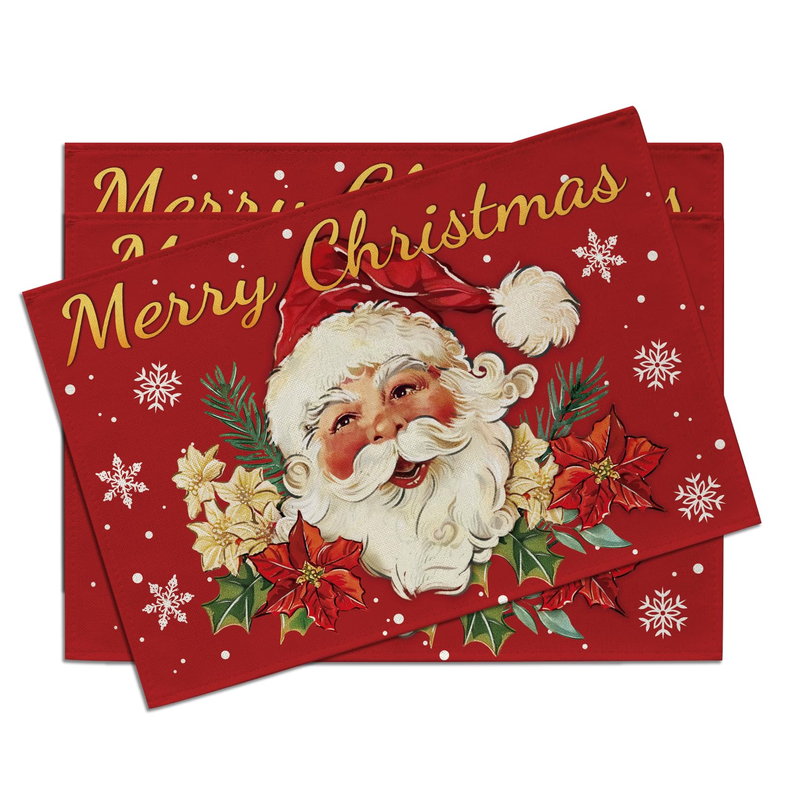 Red Merry Christmas Santa Claus Placemats Set of 4, Xmas Poinsettia Snowflake Dining Place Mats Table Decor 4Pcs-12 X18
Red Merry Christmas Santa Claus Placemats Set of 4, Xmas Poinsettia Snowflake Dining Place Mats Table Decor 4Pcs-12 X18