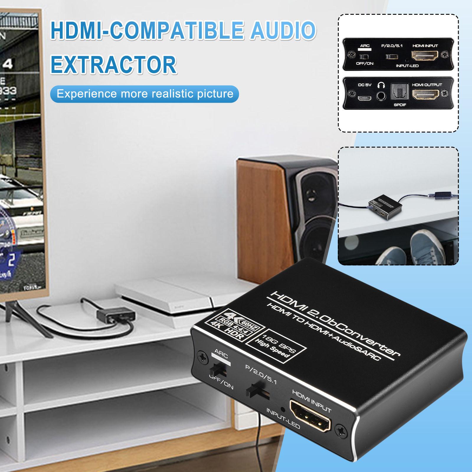 4K@60Hz Audio Extractor Splitter HDR 5.1 With-ARC HDMI 2.0 Toslink SPDIF Converter Adapter One Size чорний
4K@60Hz Audio Extractor Splitter HDR 5.1 With-ARC HDMI 2.0 Toslink SPDIF Converter Adapter One Size чорний