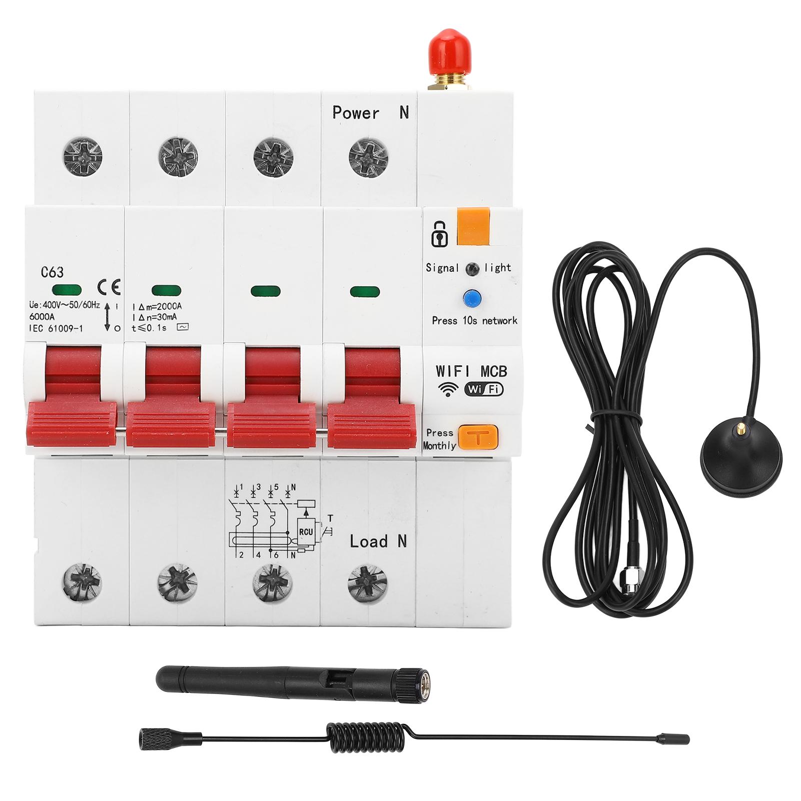 WiFi Circuit Breaker Leakage Protection Remote Control DIN Rail Circuit Breaker AC400V 63A 4P
WiFi Circuit Breaker Leakage Protection Remote Control DIN Rail Circuit Breaker AC400V 63A 4P