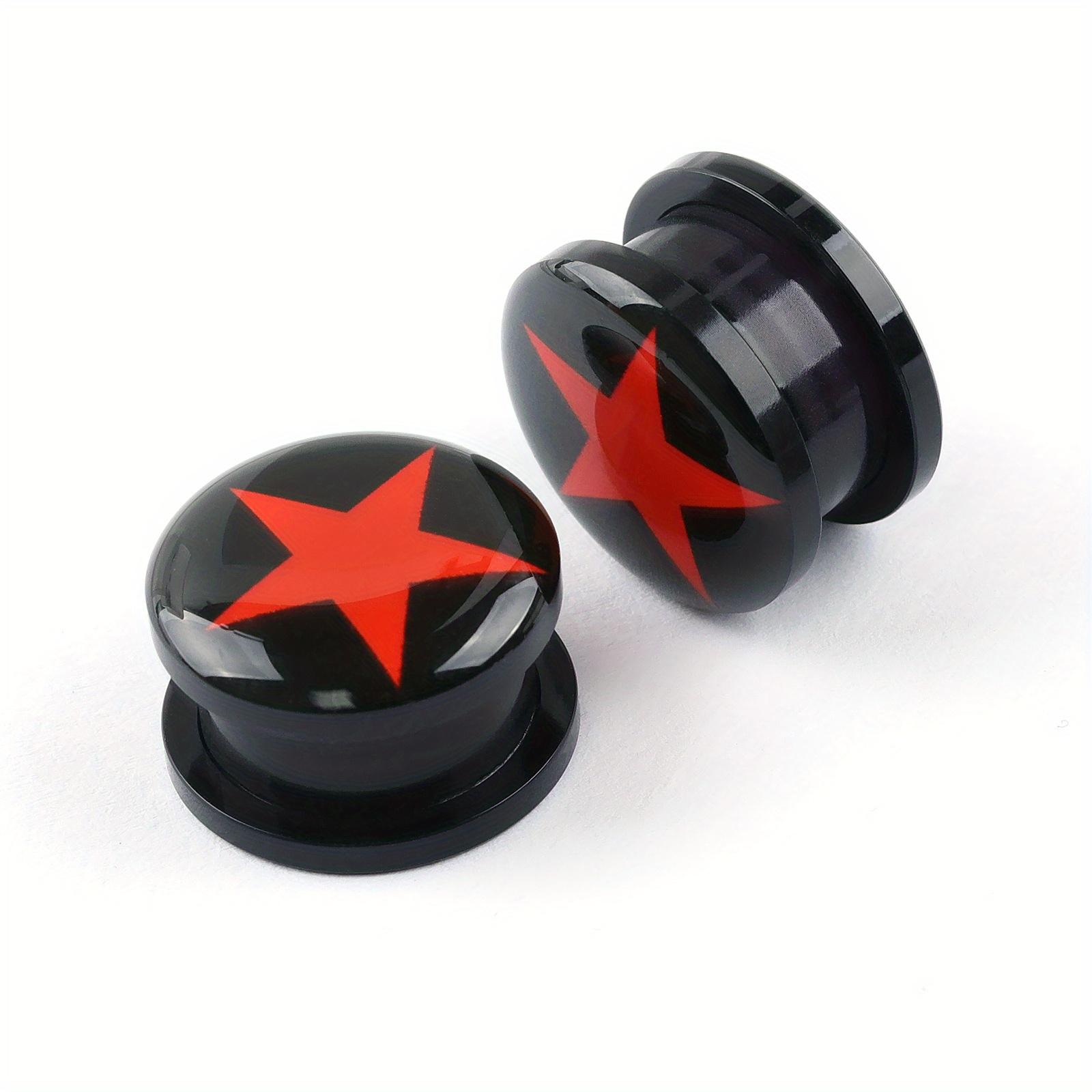 2 шт. акриловые пятиугольные расширения ушей черный принт капельный пирсинг ювелирные изделия серьги в стиле панк модные ювелирные изделия пирсинг 4mm