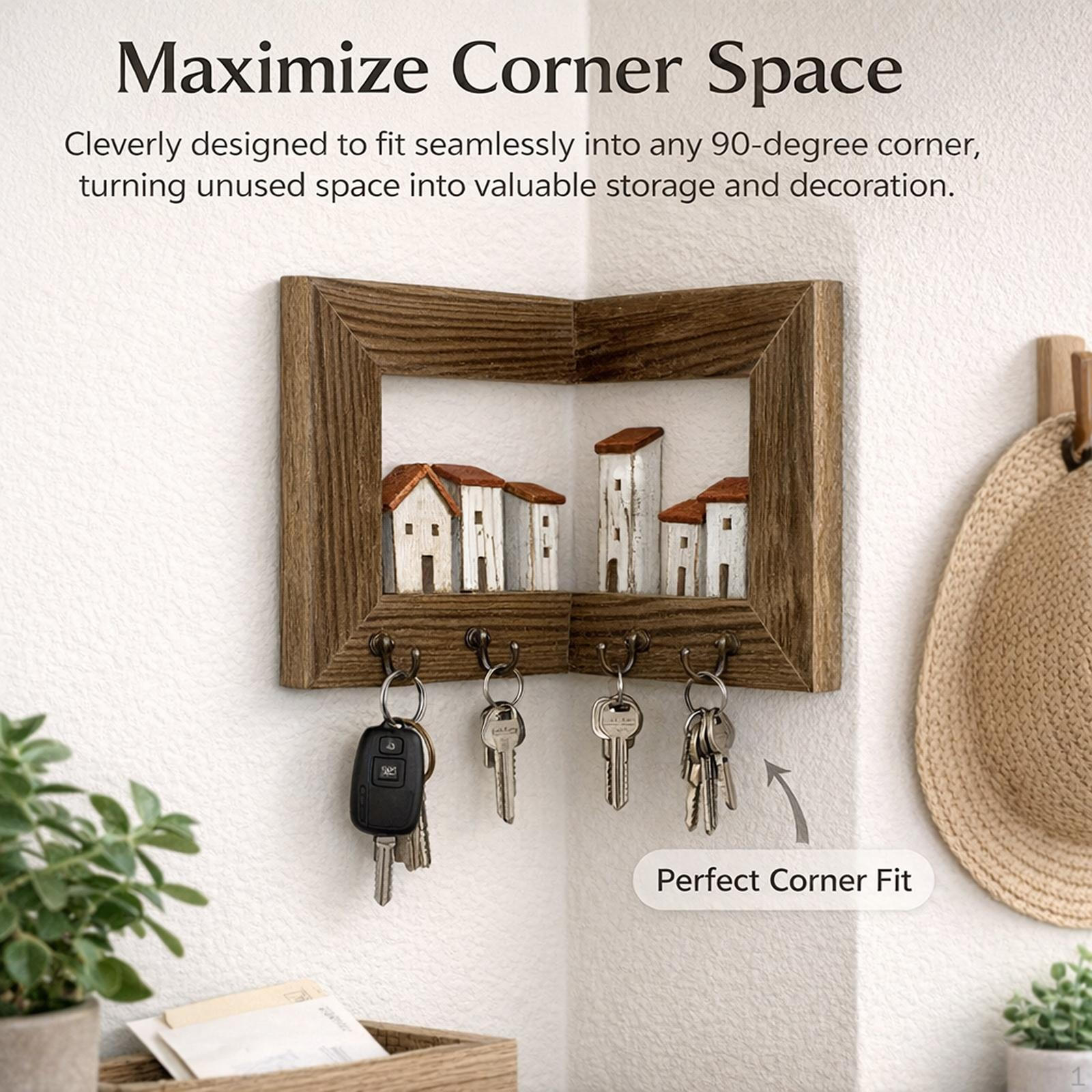 Holder for The Bedroom, Rustic, Decorative, Easy to Assemble, with 4 Hooks, Key Hooks Concave
Holder for The Bedroom, Rustic, Decorative, Easy to Assemble, with 4 Hooks, Key Hooks Concave