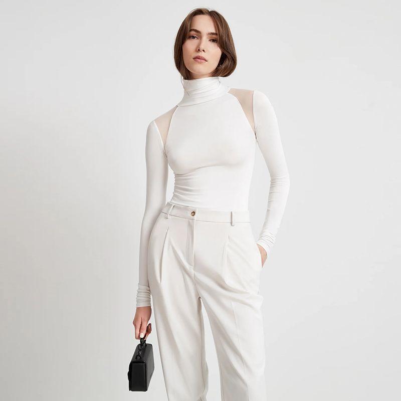 Street Elegant Fancy Patchwork Mesh Design Jumpsuit Fall and Winter New Arrival Fashion High Waist Slim Bottoming Shirt White (jumpsuit) L
Street Elegant Fancy Patchwork Mesh Design Jumpsuit Fall and Winter New Arrival Fashion High Waist Slim Bottoming Shirt White (jumpsuit) L