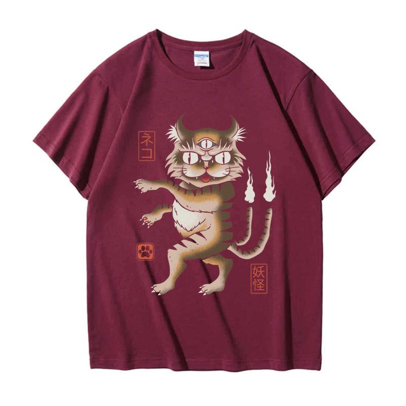 220GSM Тяжелая футболка из 100% хлопка Футболка Yokai Cat Print Мужская повседневная футболка с круглым вырезом Базовые мужские топы Футболка
220GSM Тяжелая футболка из 100% хлопка Футболка Yokai Cat Print Мужская повседневная футболка с круглым вырезом Базовые мужские топы Футболка