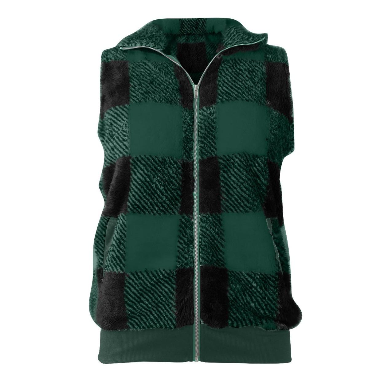 Женская осенне-зимняя модная повседневная клетчатая плюшевая куртка-жилет на молнии M зелёный
Женская осенне-зимняя модная повседневная клетчатая плюшевая куртка-жилет на молнии M зелёный