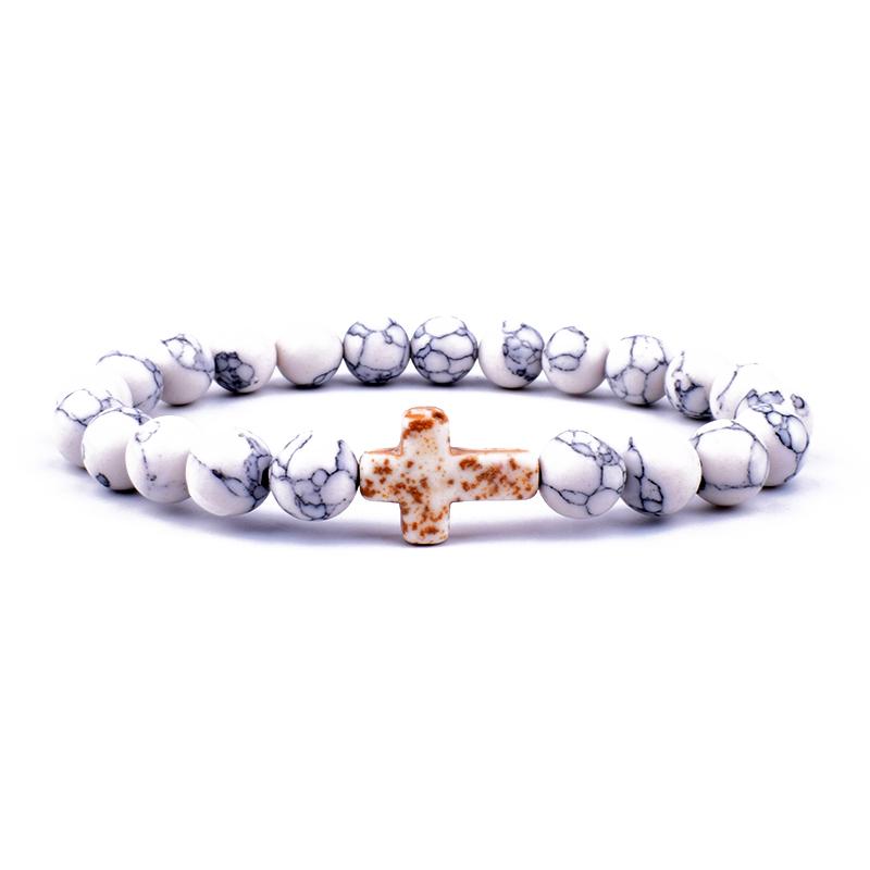 Trendy Jesus Cross Charm Blue Turquoises Men Bracelet Black Lava Stone 8mm White Beads Bracelets Bangles for Women Yoga Jewelry S-17cm
Trendy Jesus Cross Charm Blue Turquoises Men Bracelet Black Lava Stone 8mm White Beads Bracelets Bangles for Women Yoga Jewelry S-17cm