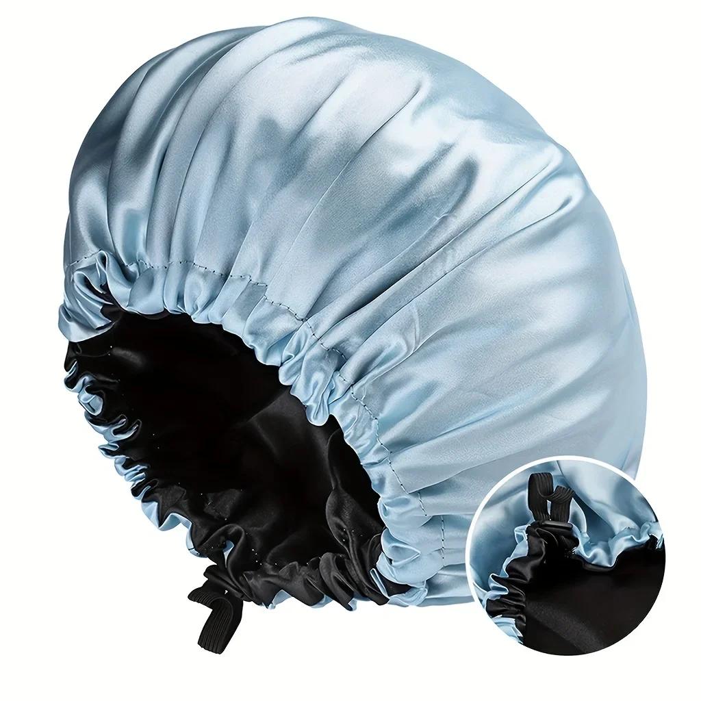 Women s Fashion Bonnet Soft Silk Smooth Double Layered Button Adjustable Hair Hat for Daily Home Comfortable Sleep Hat небо синє кольору
Women s Fashion Bonnet Soft Silk Smooth Double Layered Button Adjustable Hair Hat for Daily Home Comfortable Sleep Hat небо синє кольору