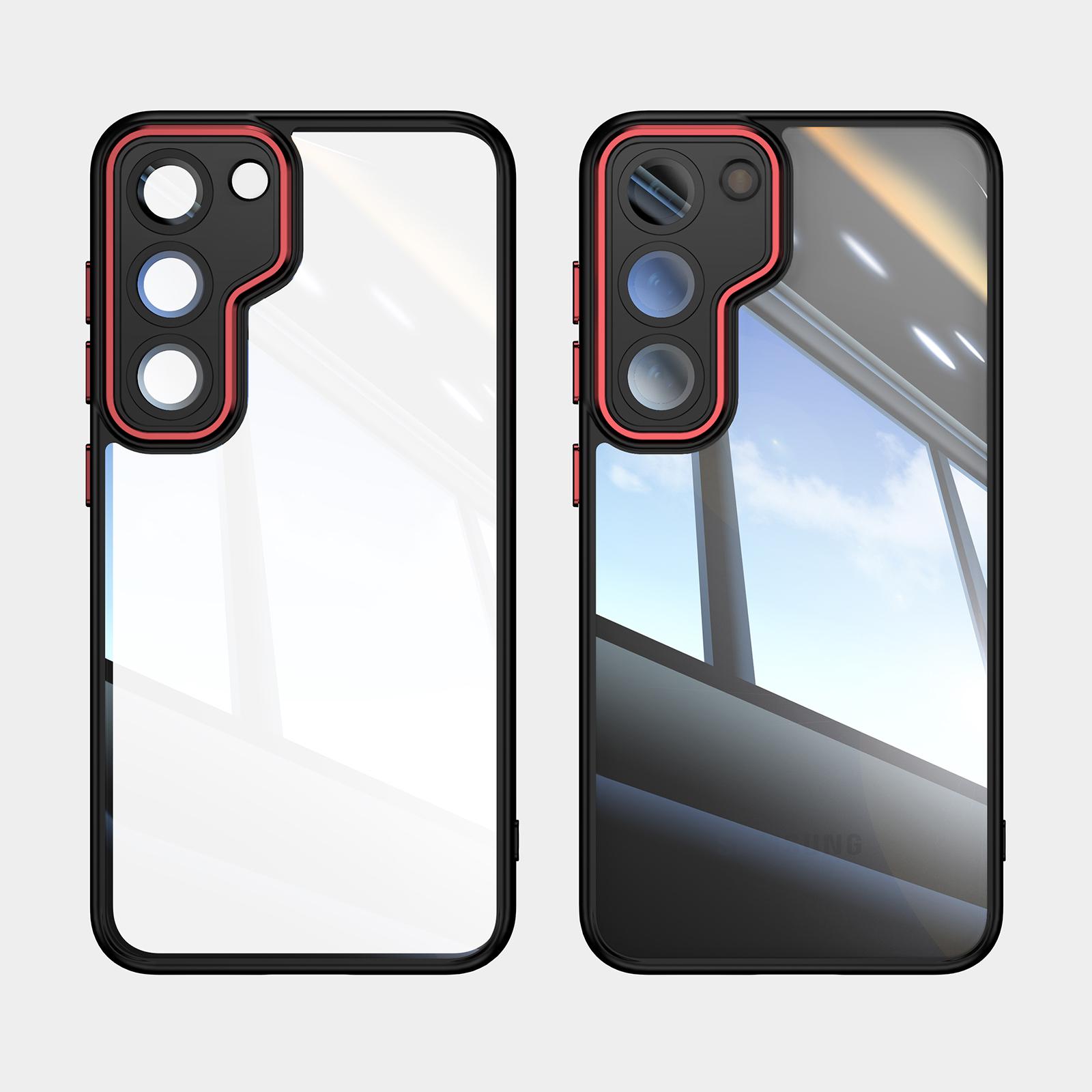 For Samsung Galaxy S23 Case TPU+Acrylic Drop-Proof Metal Buttons Phone Cover Black+Red
For Samsung Galaxy S23 Case TPU+Acrylic Drop-Proof Metal Buttons Phone Cover Black+Red