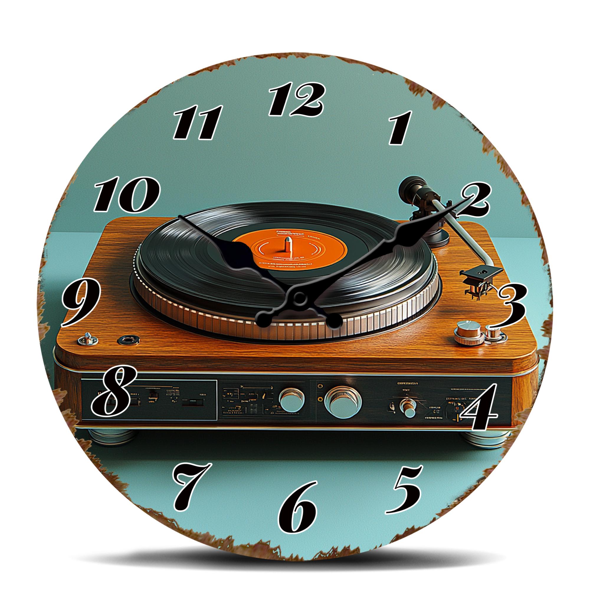 Vintage Turntable Wall Clock, Retro Music Style Round Timepiece, Wooden Record Player with Orange Label Decorative Clock for Hip 10 inch
Vintage Turntable Wall Clock, Retro Music Style Round Timepiece, Wooden Record Player with Orange Label Decorative Clock for Hip 10 inch
