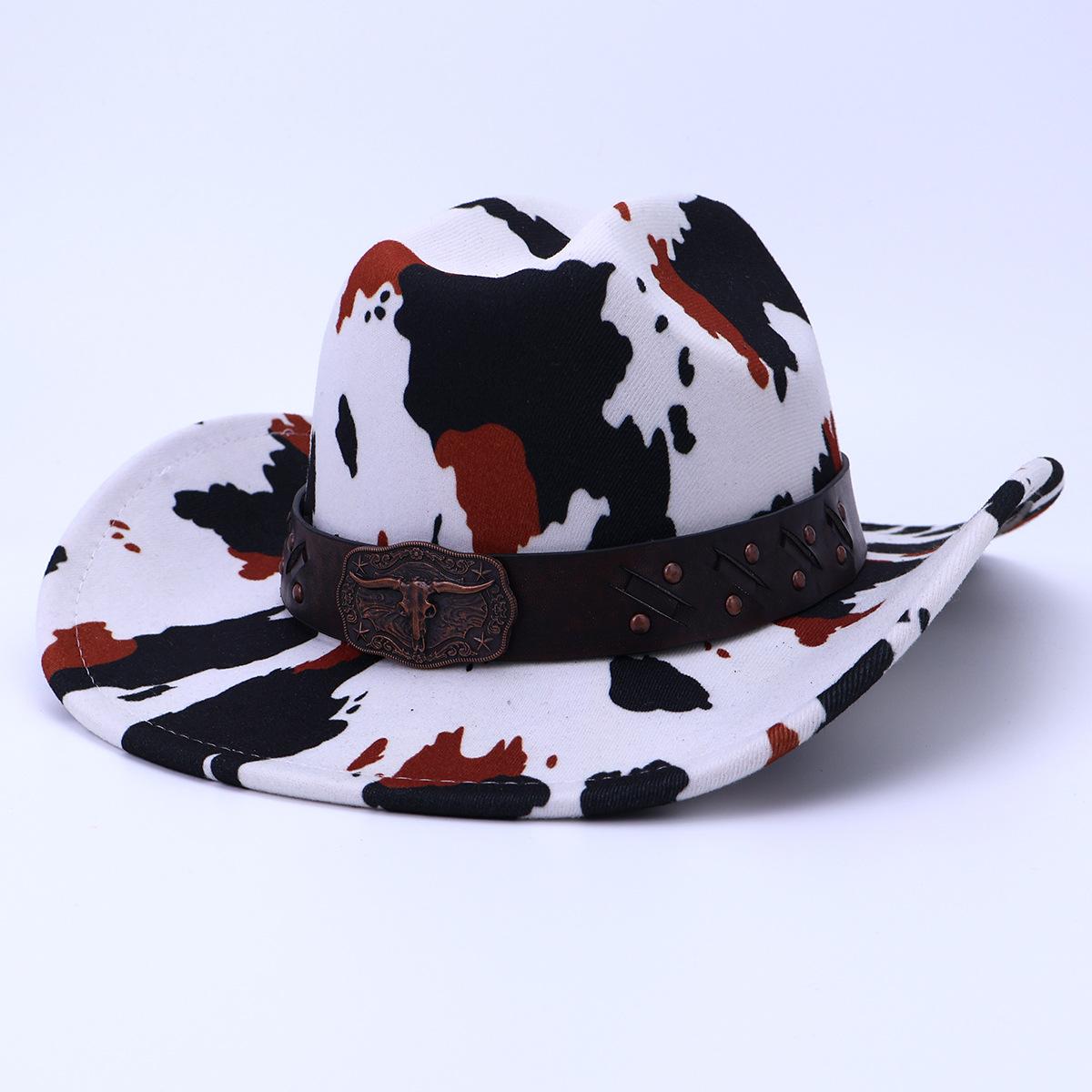 American Bull Head Western Style Dick Cowboy Hat Fashionable Retro Knight Top Hat Cow Pattern Sunscreen Visor M(56-58cm)
American Bull Head Western Style Dick Cowboy Hat Fashionable Retro Knight Top Hat Cow Pattern Sunscreen Visor M(56-58cm)