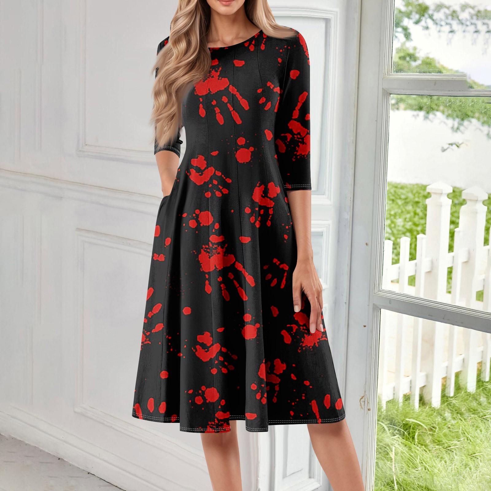 Женское повседневное модное миди-платье с круглым вырезом, рукавом три четверти и принтом на Хэллоуин M
Женское повседневное модное миди-платье с круглым вырезом, рукавом три четверти и принтом на Хэллоуин M