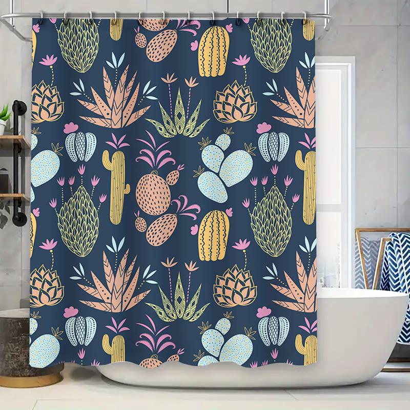 Decorative Shower Curtain Featuring Cactus Pattern For Bathroom Decor Blue Print With Pineapple Design In Pastel Colors, 180 X 1 W60H190(CM)-1 Pcs
Decorative Shower Curtain Featuring Cactus Pattern For Bathroom Decor Blue Print With Pineapple Design In Pastel Colors, 180 X 1 W60H190(CM)-1 Pcs