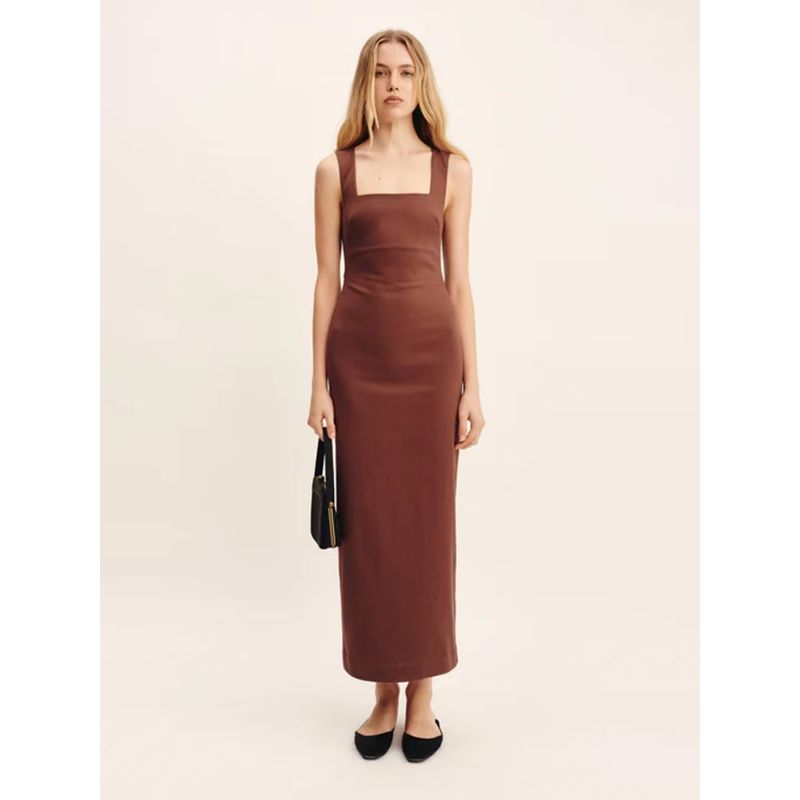 Western Style New Simple Square Collar Sling Slim fit Long Dress Square Neck Halter Dress Brown M
Western Style New Simple Square Collar Sling Slim fit Long Dress Square Neck Halter Dress Brown M